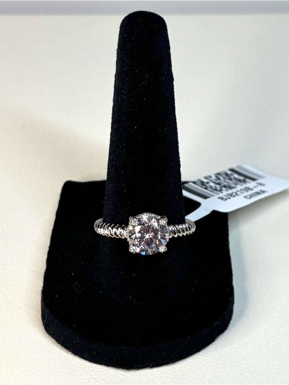 Sterling silver solitaire ring with a ~3.5 carat round center stone